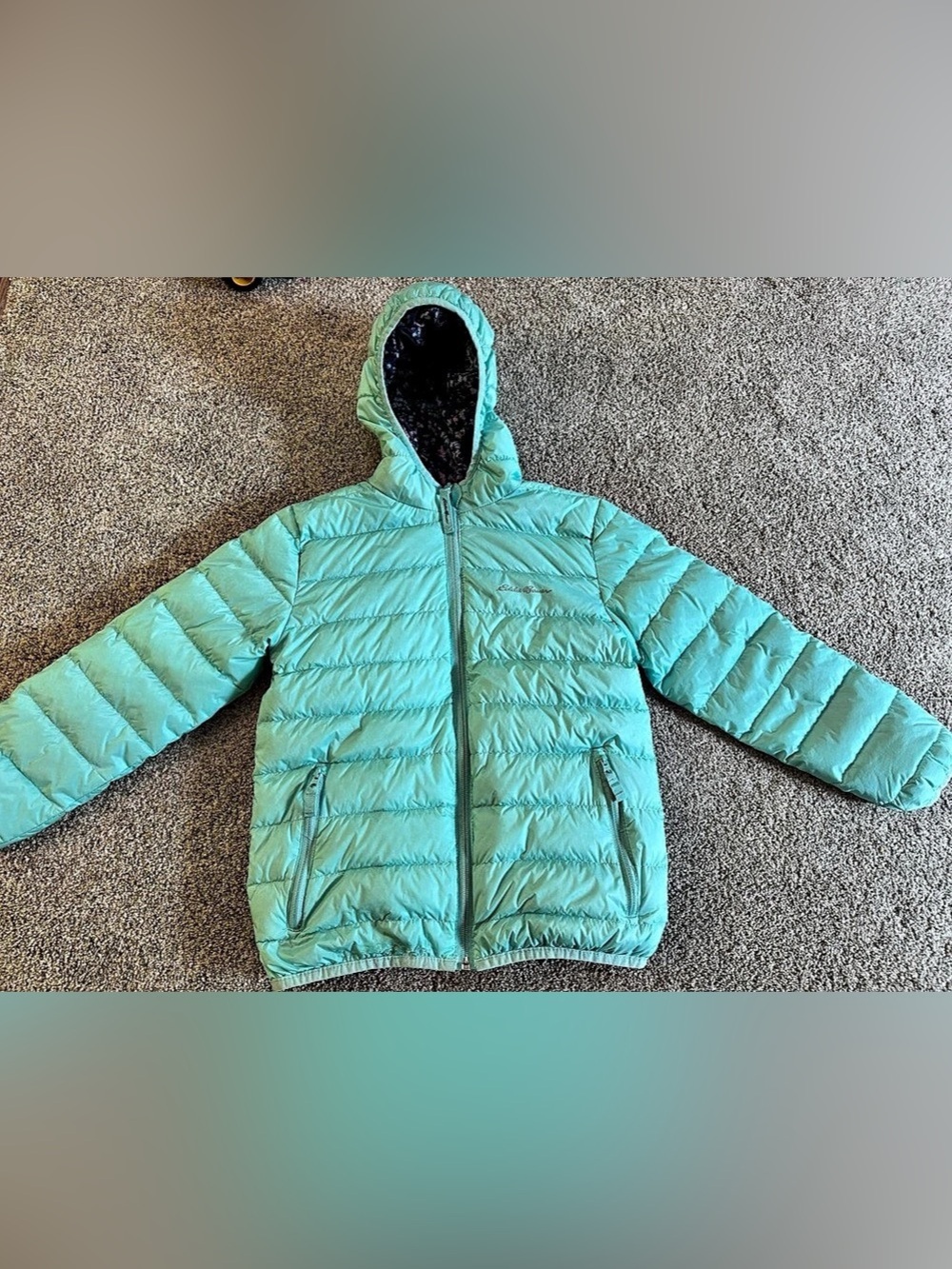 Eddie Bauer Girls Lightweight Puffer Jacket Reversible Size Small 7/8